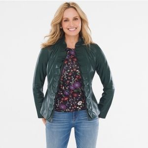 Chicos Vegan Green Leather Jacker